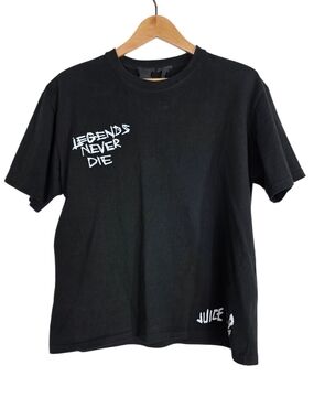 VLONE X Juice Wrld Black Short Sleeve Tee with White 'Legends Never Die' Print